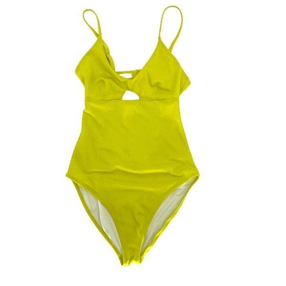 Old Navy Womens Ribbed Front Keyhole Cutout Back‎ One Piece Swimsuit Green Small